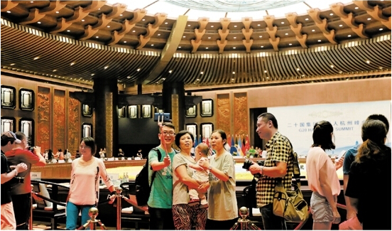 9月25日拍攝的G20杭州峰會主場館午宴廳。 新華社