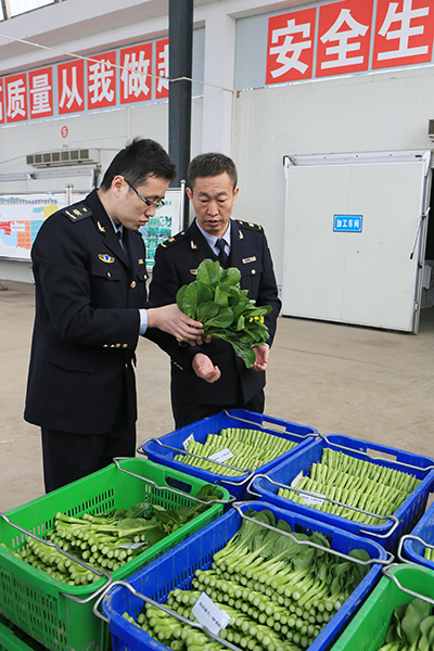 四川檢驗檢疫工作人員檢查供港蔬菜
