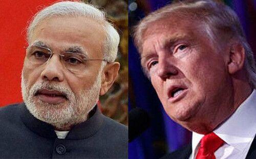 印度總理莫迪與美國總統特朗普（拼版圖片）。