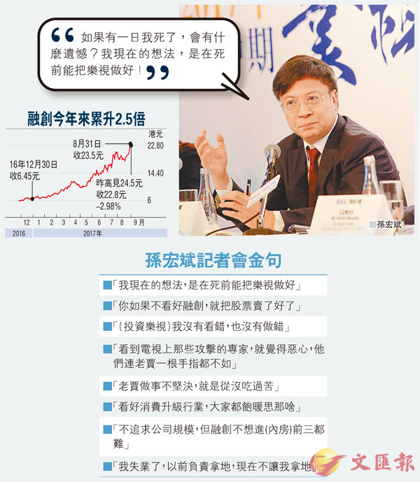 孫宏斌：死前把樂視做好