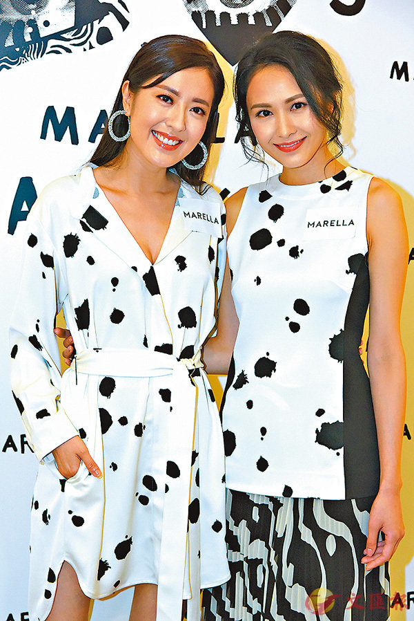 ■唐詩詠（左）、湯怡（右）出席品牌時裝香港活動。 中通社