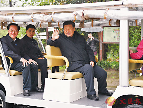 3月31日，習近平在杭州西溪國家濕地公園考察調研。 新華社