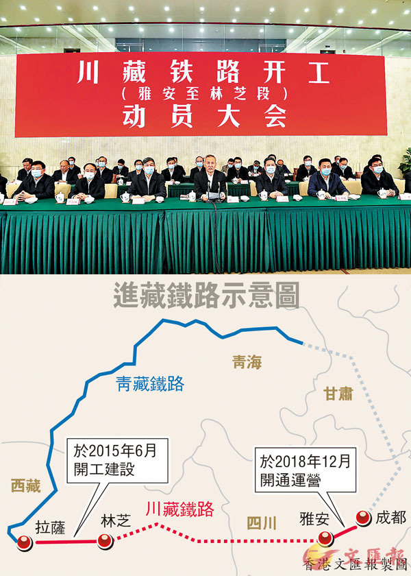 ■昨日舉行的川藏鐵路（雅安至林芝段）開工動員大會。 新華社